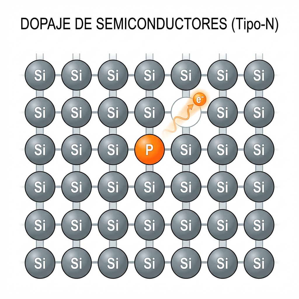 Ilustración de Dopaje en Semiconductores