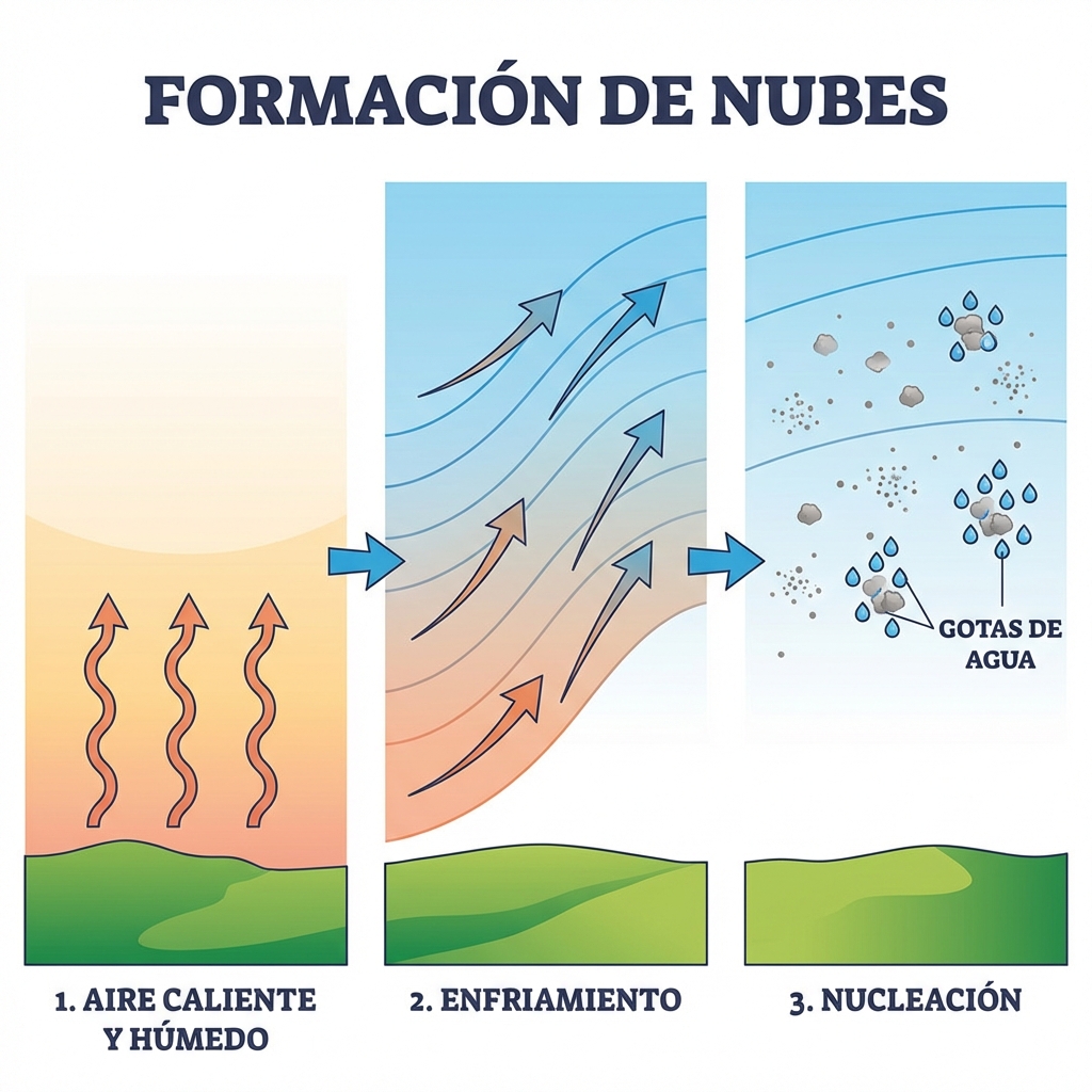 Ilustración de la formación de nubes