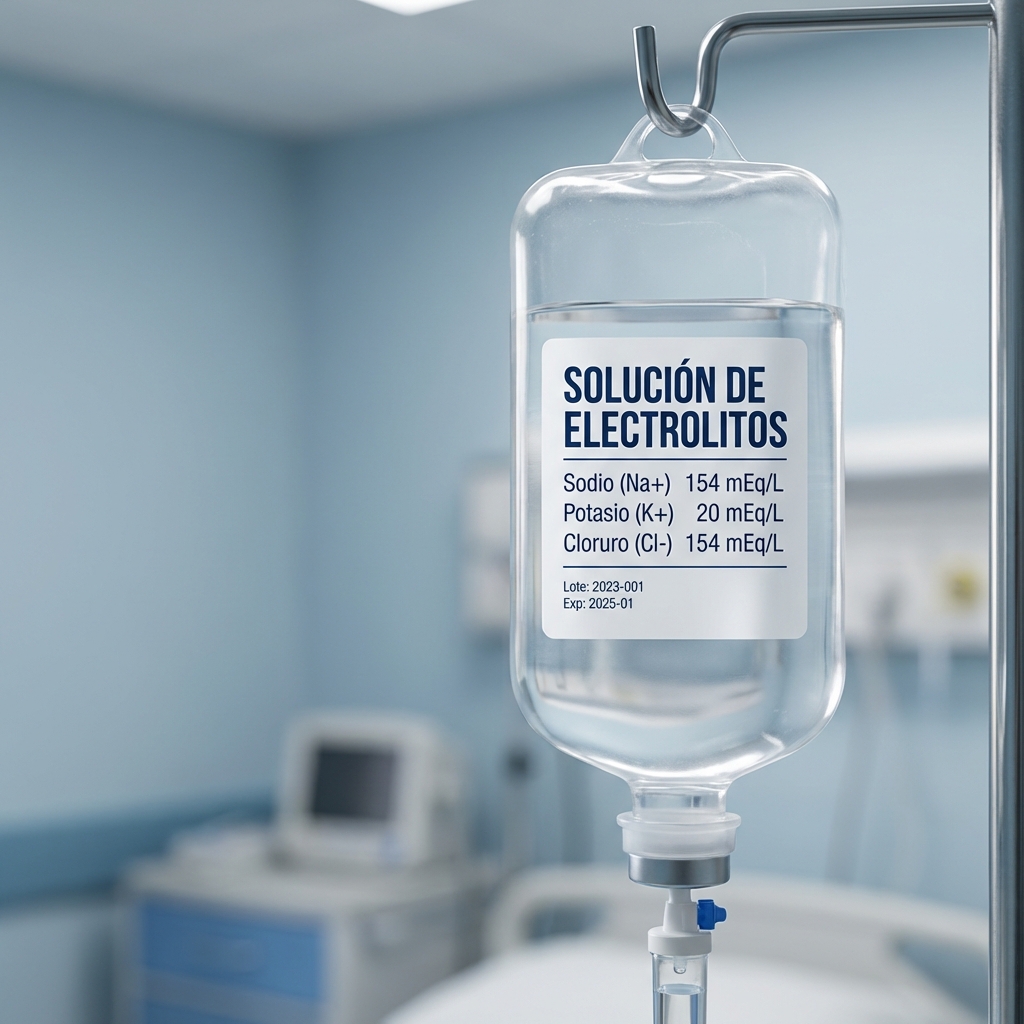 Suero de Electrolitos Hospitalario con etiqueta en español